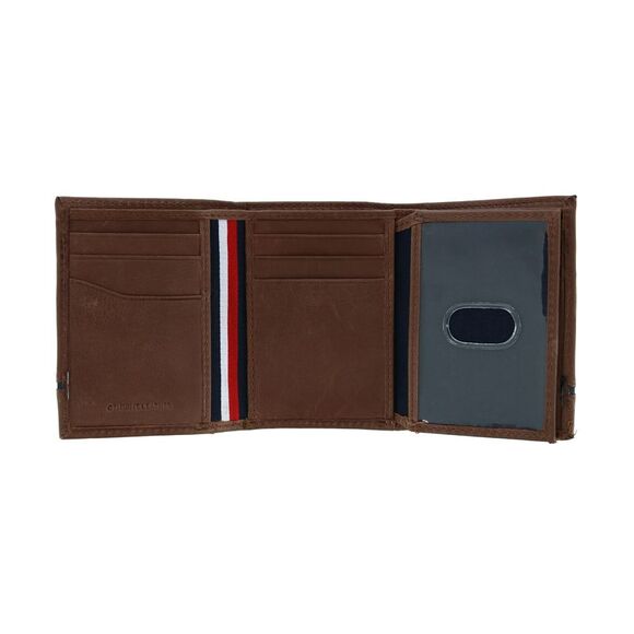 Tommy Hilfiger Men's Leather Leif RFID Trifold Wallet with Double ID - Picture 3 of 4